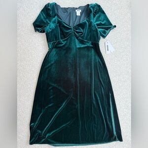 DKNY Green Velvet Midi Dress